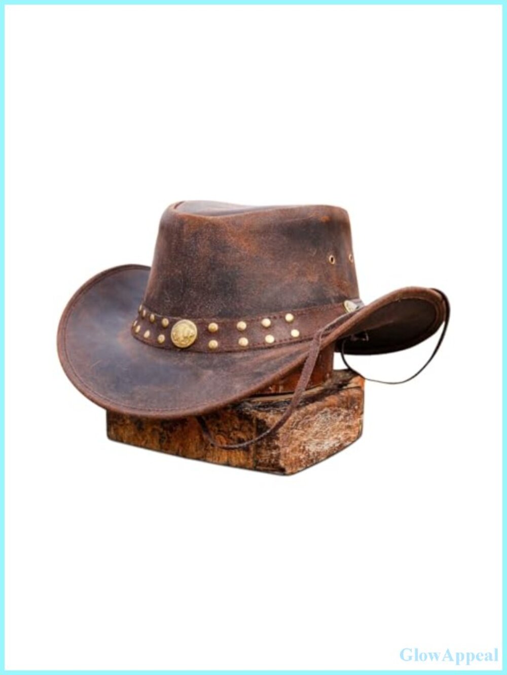 Vintage Leather Cowboy Hat Unisex Western Outback Style